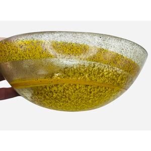 Murano Canary Yellow Glass Bowl 6.5” x 4” x 3"